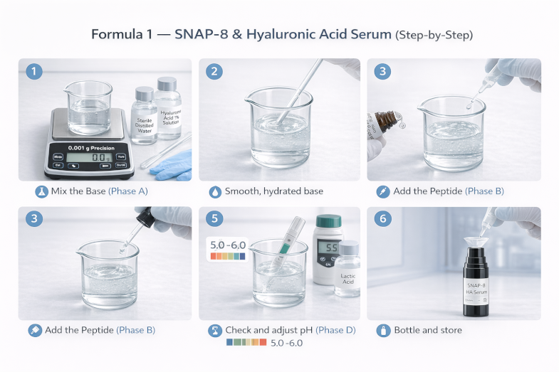 snap-8 and hyaluronic acid serum formula mixing